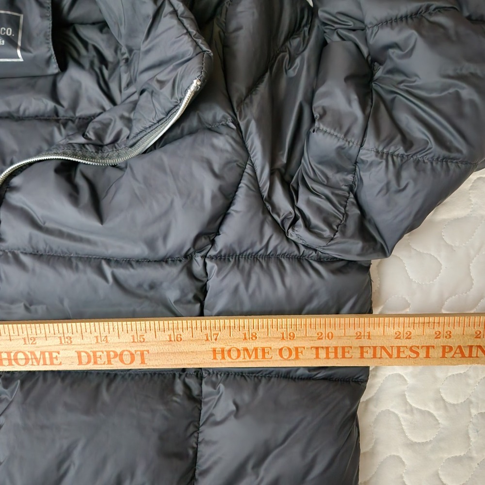 Large 40" Charcoal Gray DOWN FOWL Filled Puffer Jacket w/ Hood Packable Lucky - Picture 3 of 10